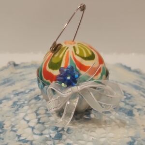 Colorful Fabric Ornament with Ribbon and Beads